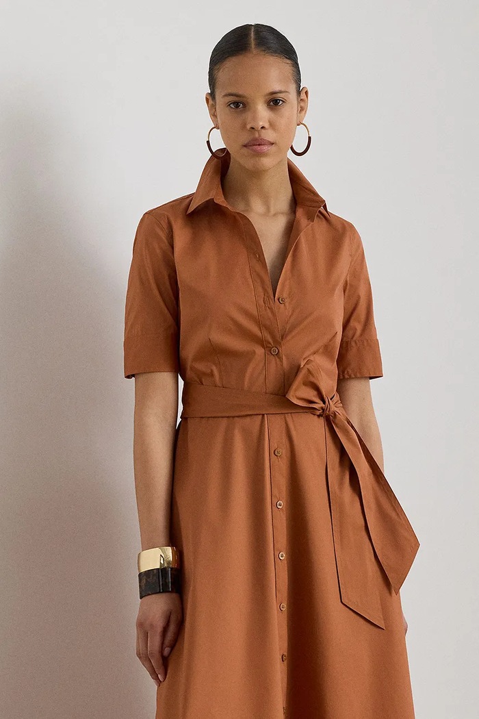 Odzież Lauren Ralph Lauren sukienka koszulowa z bawełną 200B23853 pomarańczowy
