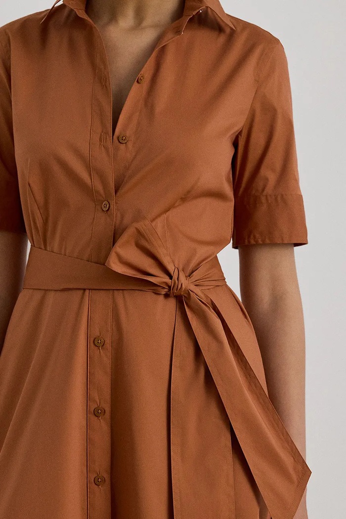 Lauren Ralph Lauren sukienka koszulowa z bawełną pomarańczowy 200B23853