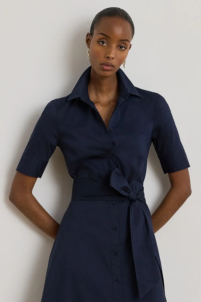 Odzież Lauren Ralph Lauren sukienka koszulowa z bawełną 200B23853 granatowy