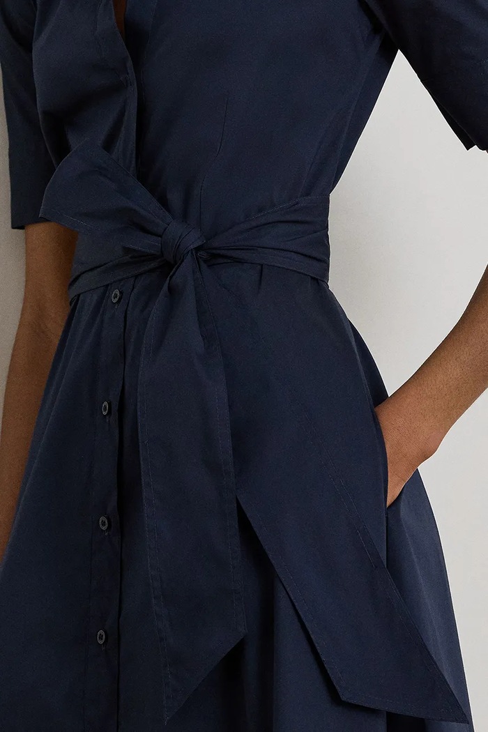 Lauren Ralph Lauren sukienka koszulowa z bawełną granatowy 200B23853