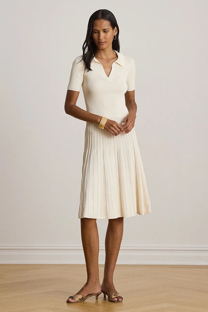 Lauren Ralph Lauren sukienka z wiskozą beżowy 200P14049
