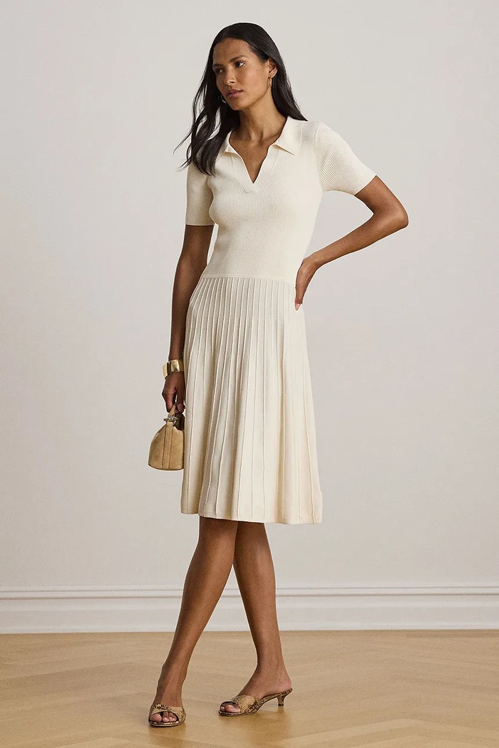 Lauren Ralph Lauren sukienka z wiskozą 200P14049 beżowy