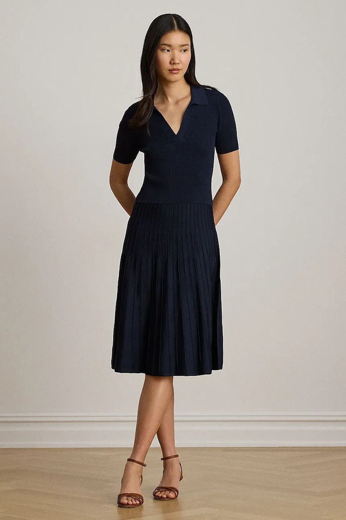 Lauren Ralph Lauren sukienka z wiskozą granatowy 200P14049