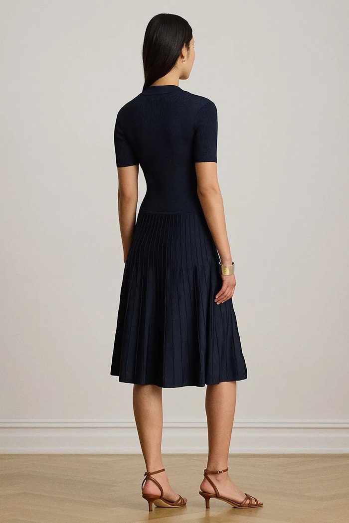 Lauren Ralph Lauren sukienka z wiskozą 200P14049 granatowy AW26