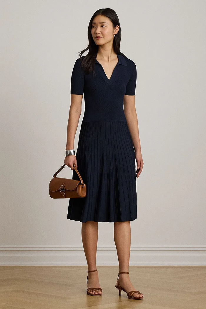 Lauren Ralph Lauren sukienka z wiskozą 200P14049 granatowy
