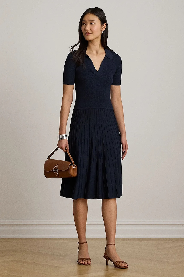 Lauren Ralph Lauren sukienka z wiskozą 200P14049 granatowy