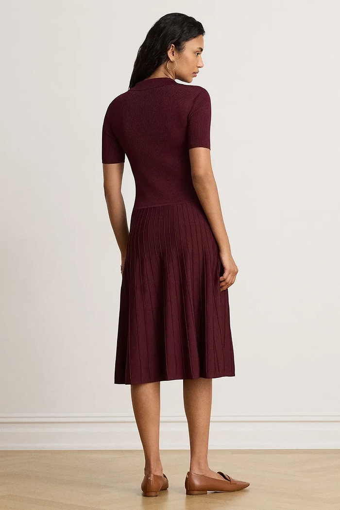 Lauren Ralph Lauren sukienka z wiskozą 200P14049 bordowy AW26
