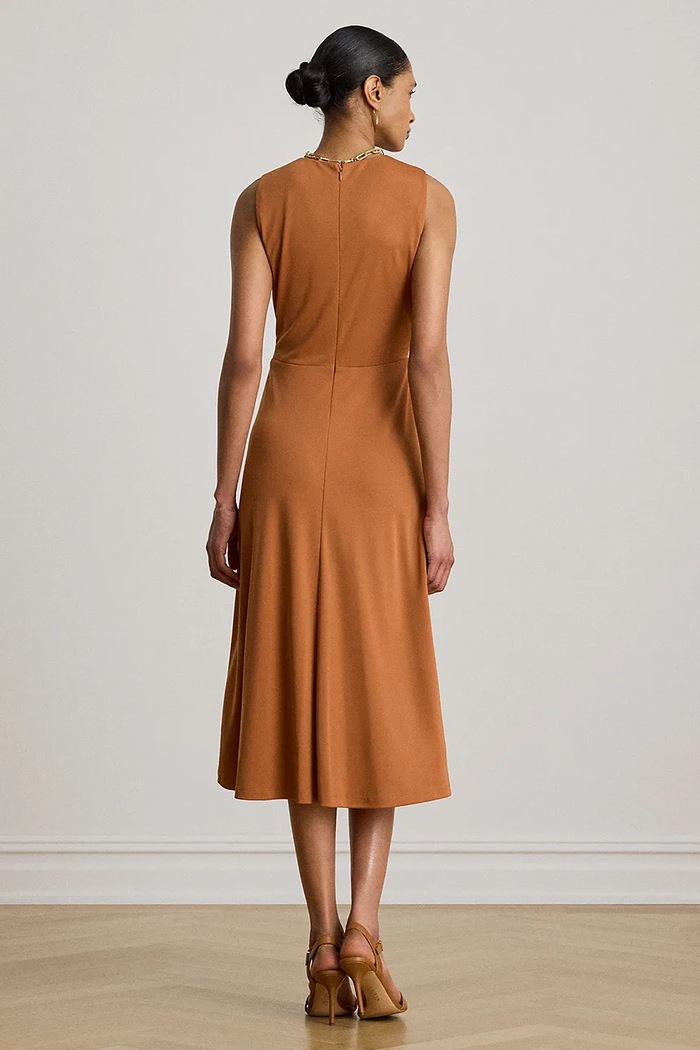 Lauren Ralph Lauren sukienka rozkloszowana 200P14029 pomarańczowy AW26