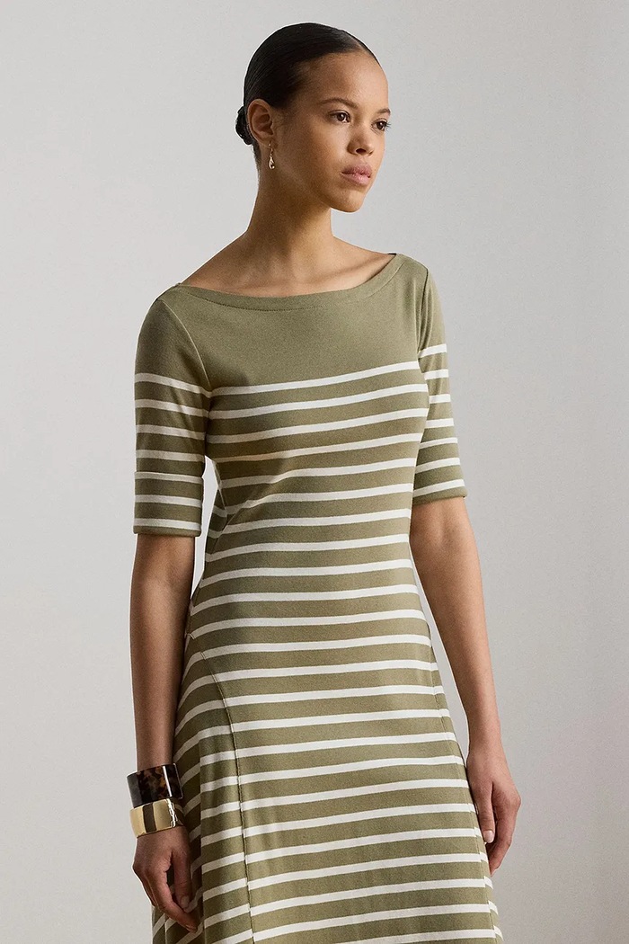 Odzież Lauren Ralph Lauren sukienka rozkloszowana bawełniana 200P13928 zielony