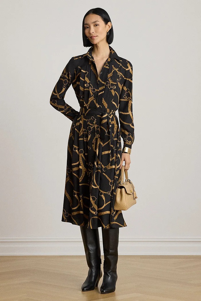 Lauren Ralph Lauren sukienka rozkloszowana czarny 200P13730