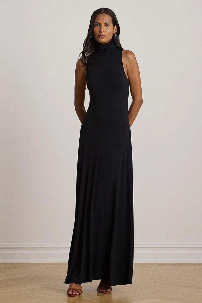 Lauren Ralph Lauren sukienka rozkloszowana z wiskozą czarny 200B23543