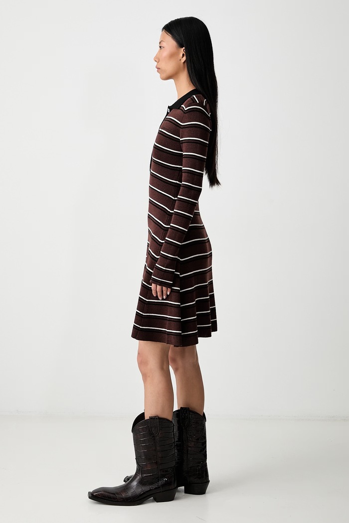 GANNI striped wool dress brown A1030660