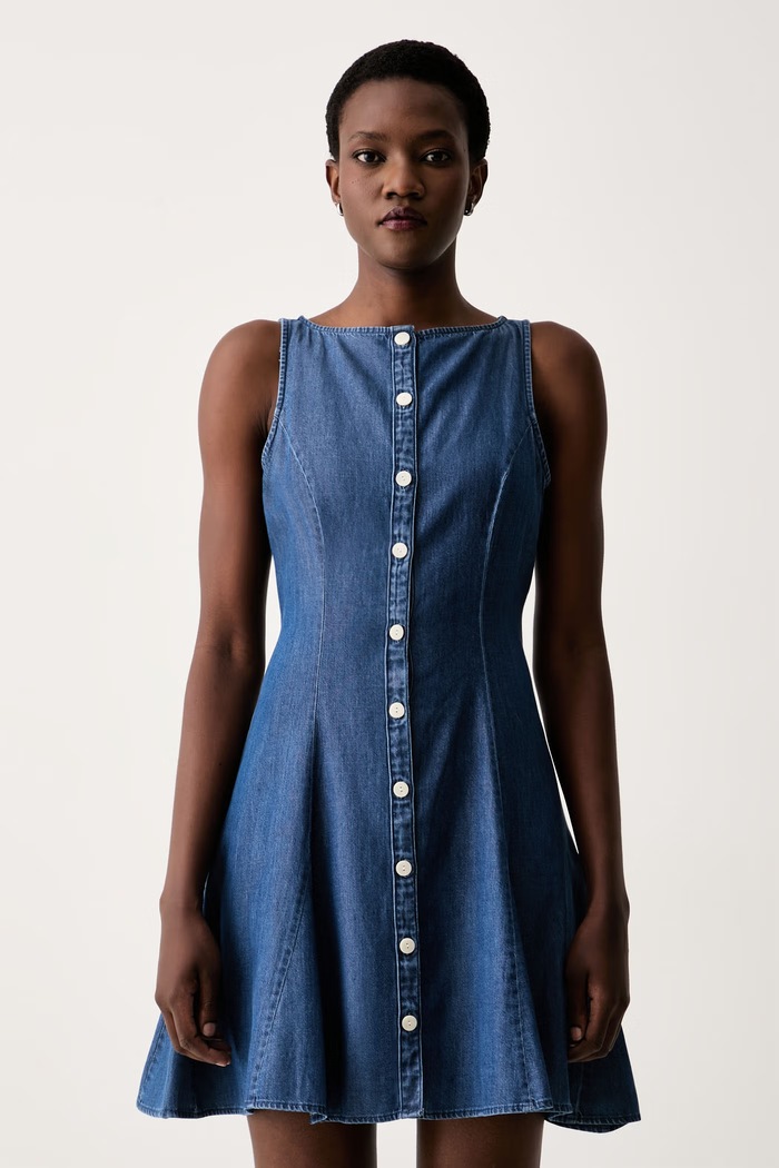 Levi's košeľové šaty s lyocellom MERCER SL MINI modrá 007Y8