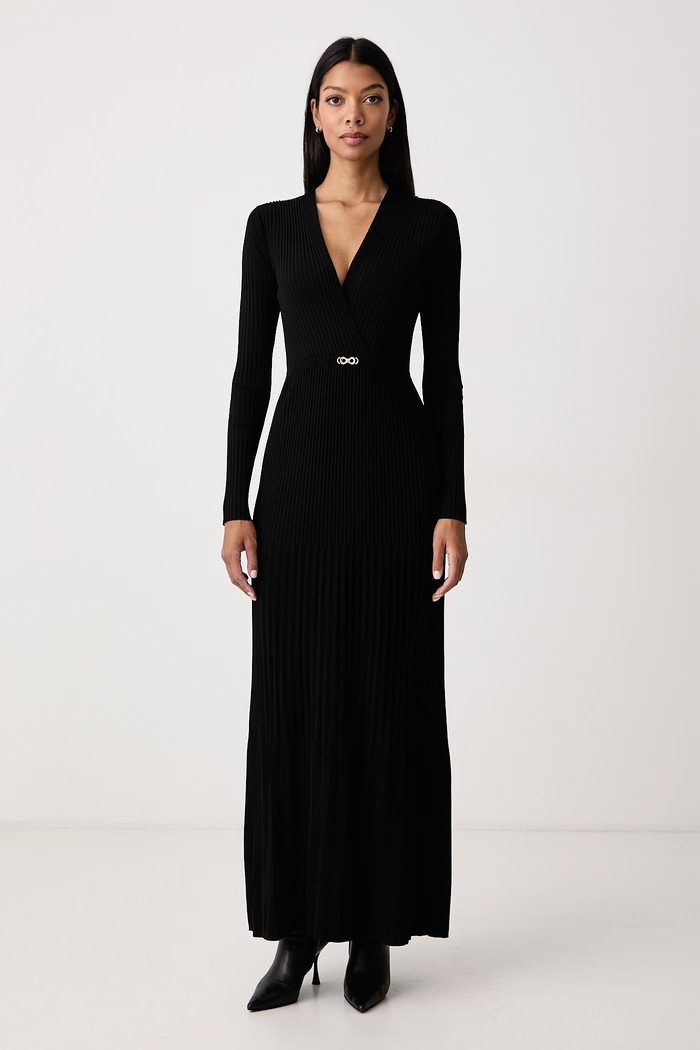 Twinset Plisirana haljina s viskozom crna 262TT3450