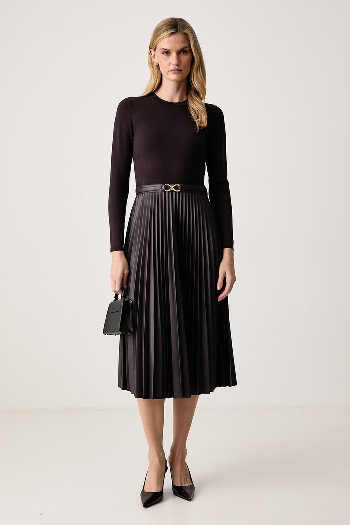 Twinset Плисирана рокля 262TT3430 кафяв AW26