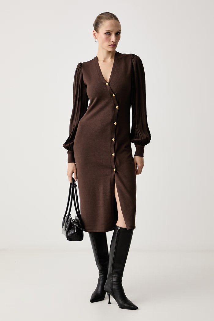 Twinset Рокля с вискоза 262TT3360 кафяв AW26