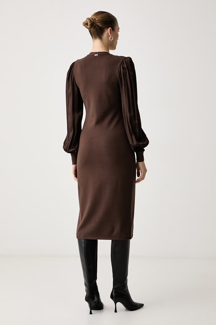 Дрехи Twinset Рокля с вискоза 262TT3360 кафяв