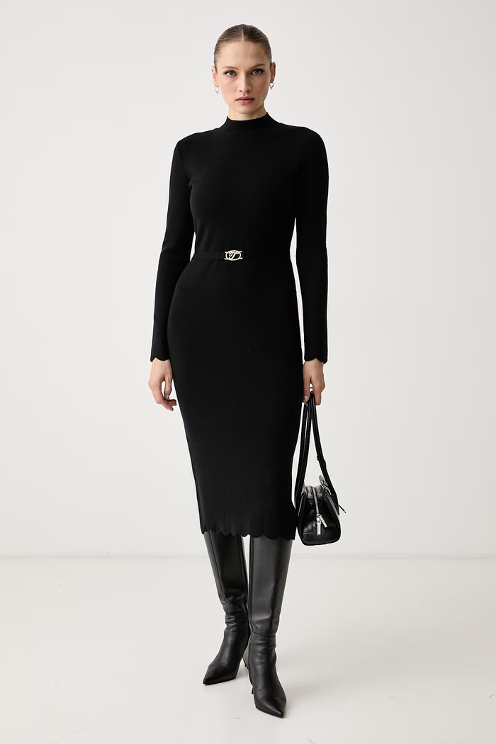 Twinset Svetrové šaty s vlnou 262TT3130 čierna AW26