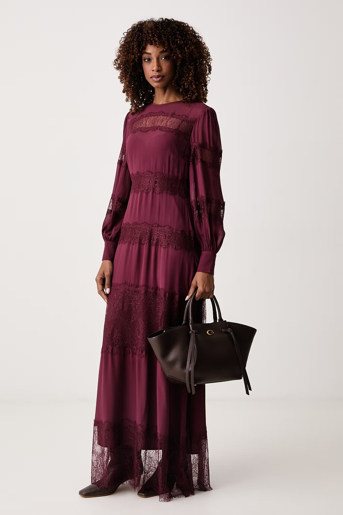 Twinset Φόρεμα flared από βισκόζη 262TT2630 μπορντό AW26