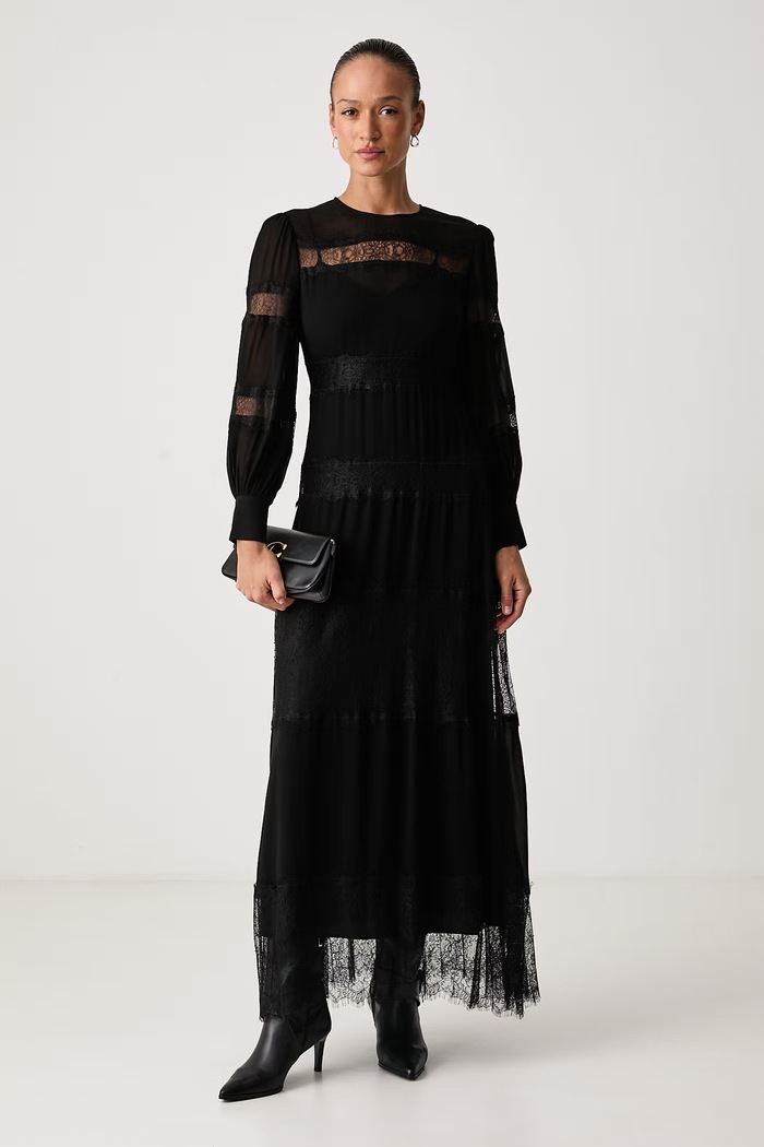 Twinset Φόρεμα flared από βισκόζη 262TT2630 μαύρο AW26