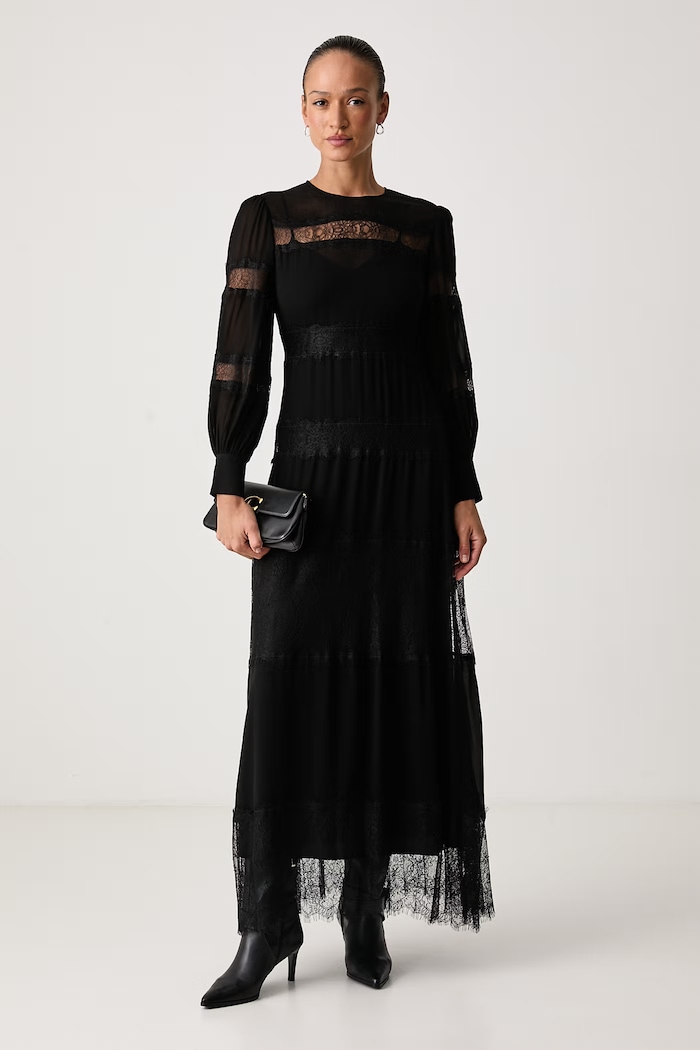 Twinset Φόρεμα flared από βισκόζη 262TT2630 μαύρο AW26