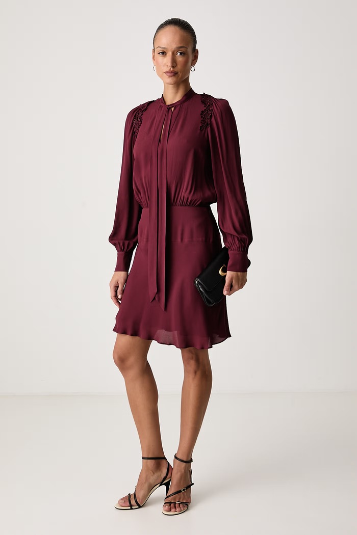 Twinset Φόρεμα από βισκόζη 262TT2460 μπορντό AW26