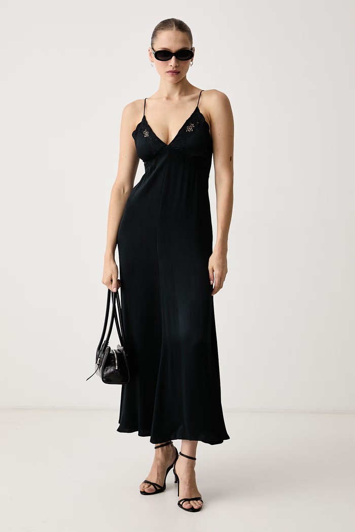 Twinset Рокля без закопчаване от вискоза 262TT2171 черен AW26