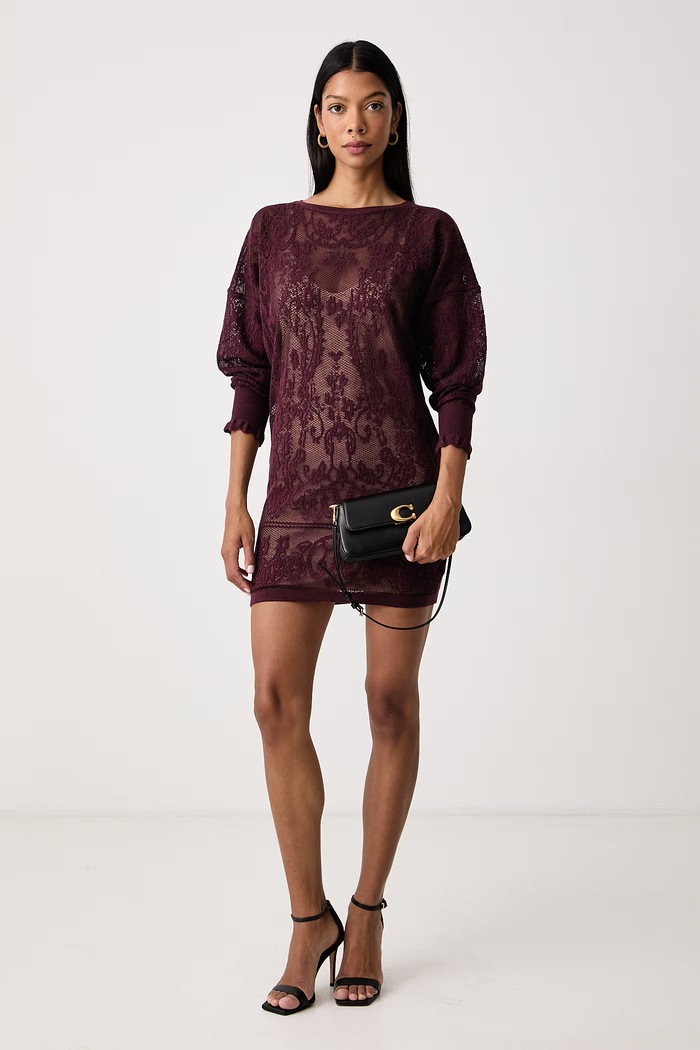 Twinset Haljina s dodatkom kašmira 262TF3030 bordo AW26