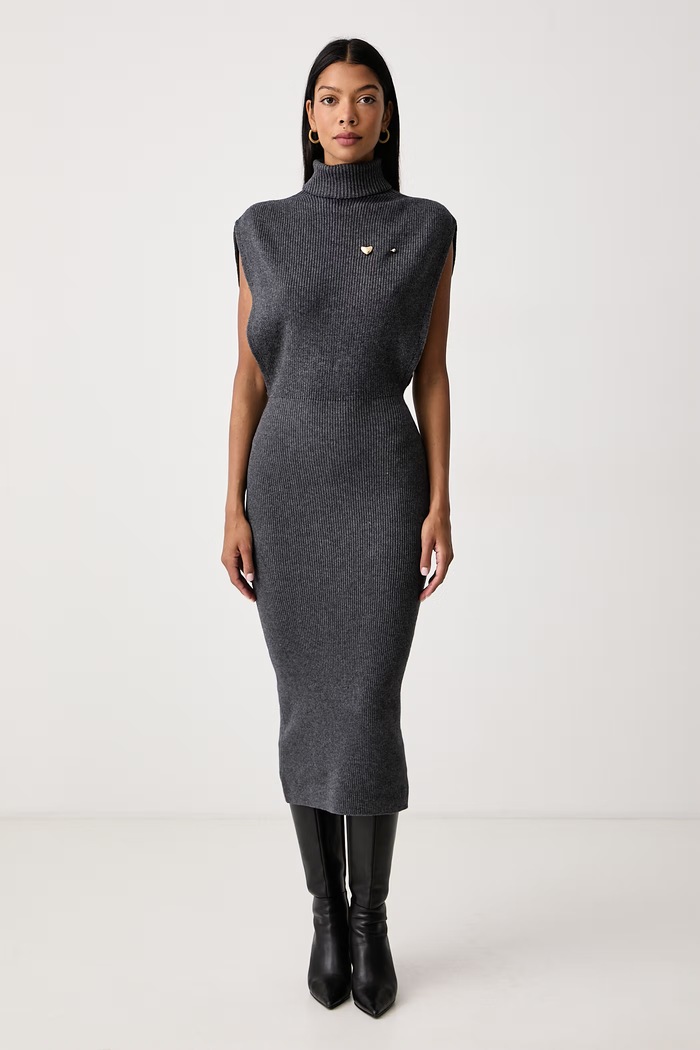 Twinset Svetrové šaty s vlnou sivá 262TP3053
