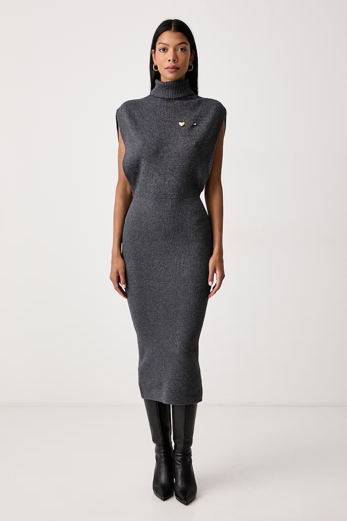 Twinset Svetrové šaty s vlnou sivá 262TP3053