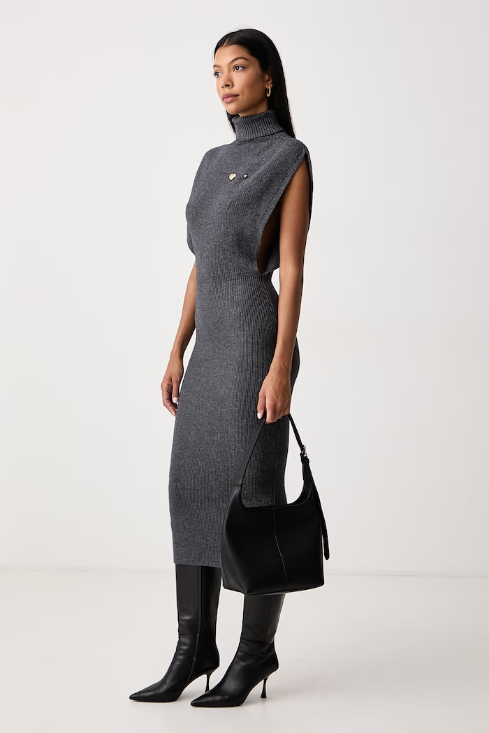 Twinset Svetrové šaty s vlnou 262TP3053 sivá AW26
