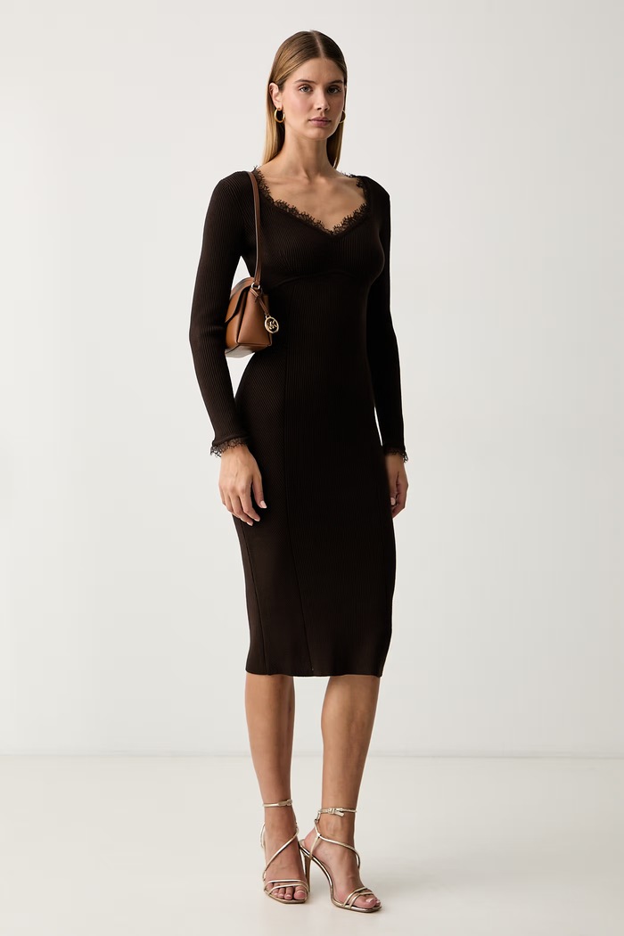 Twinset рокля тип пуловер с вискоза 262TP3392 кафяв AW26