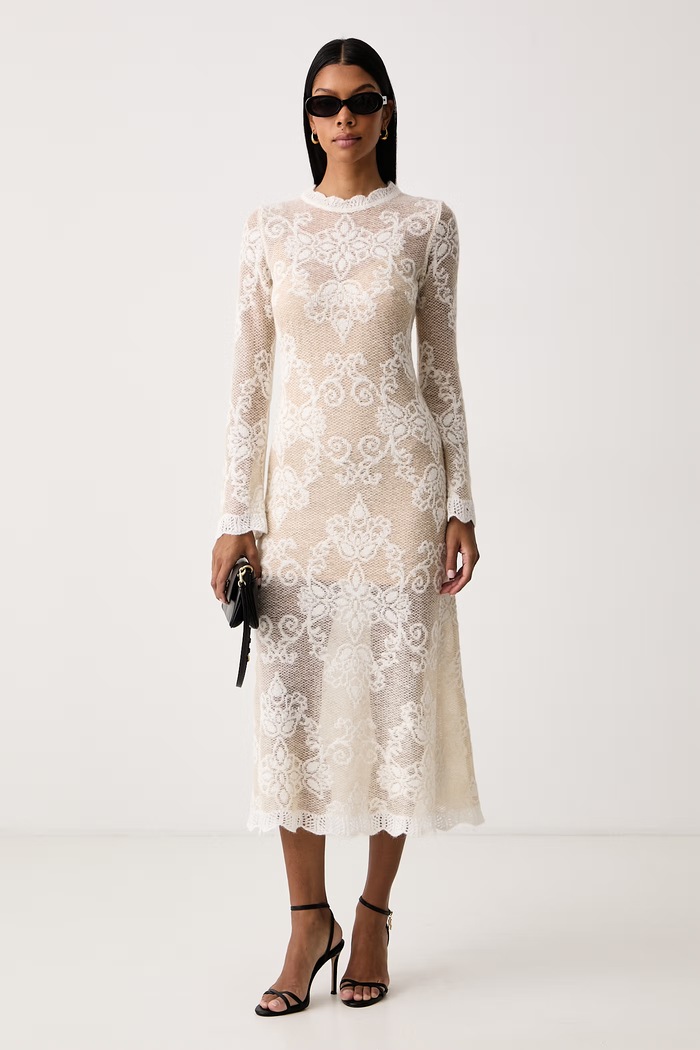 Twinset Sukienka z dodatkiem wełny 262TP3344 beżowy AW26