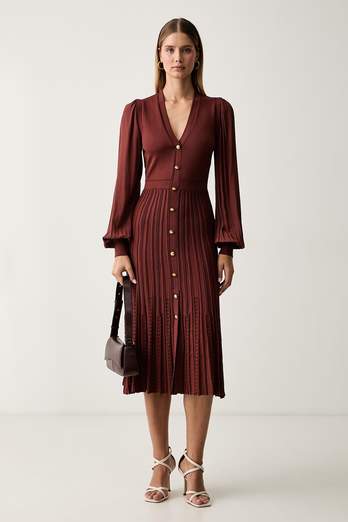 Twinset sukienka sweterkowa 262TP3082 brązowy AW26