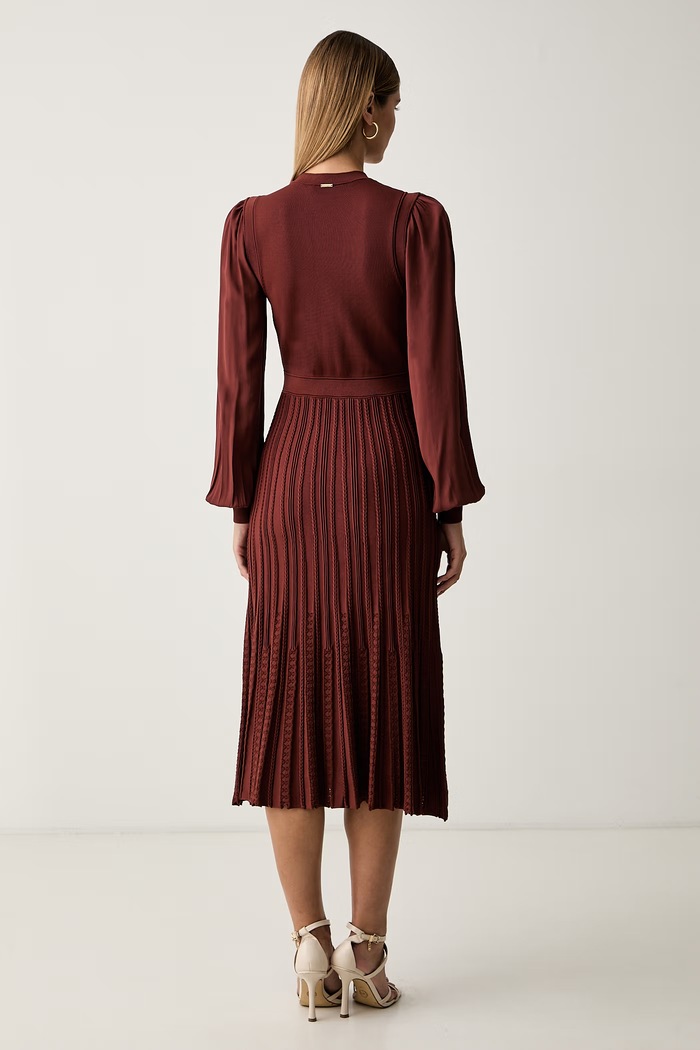 Odzież Twinset sukienka sweterkowa 262TP3082 brązowy
