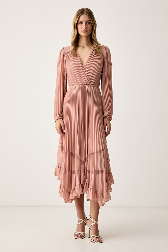 Twinset Sukienka plisowana różowy 262TP271A