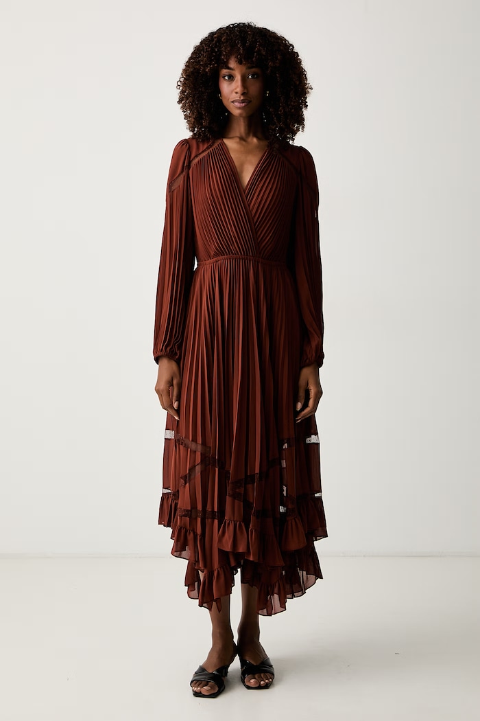 Twinset sukienka plisowana brązowy 262TP271A