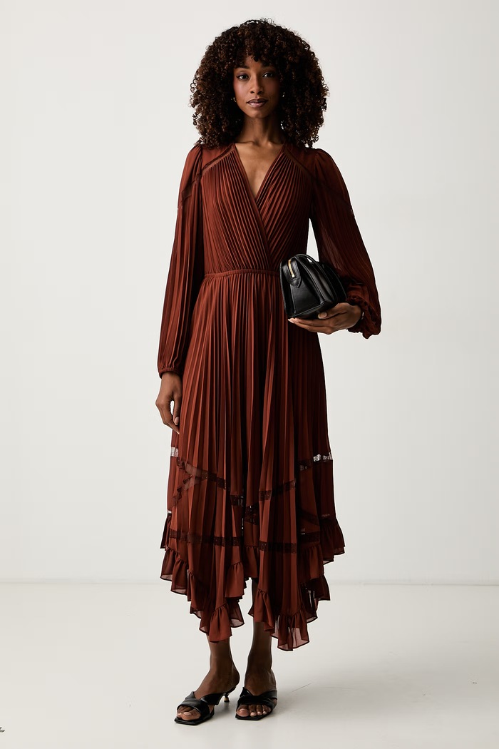 Twinset sukienka plisowana 262TP271A brązowy AW26