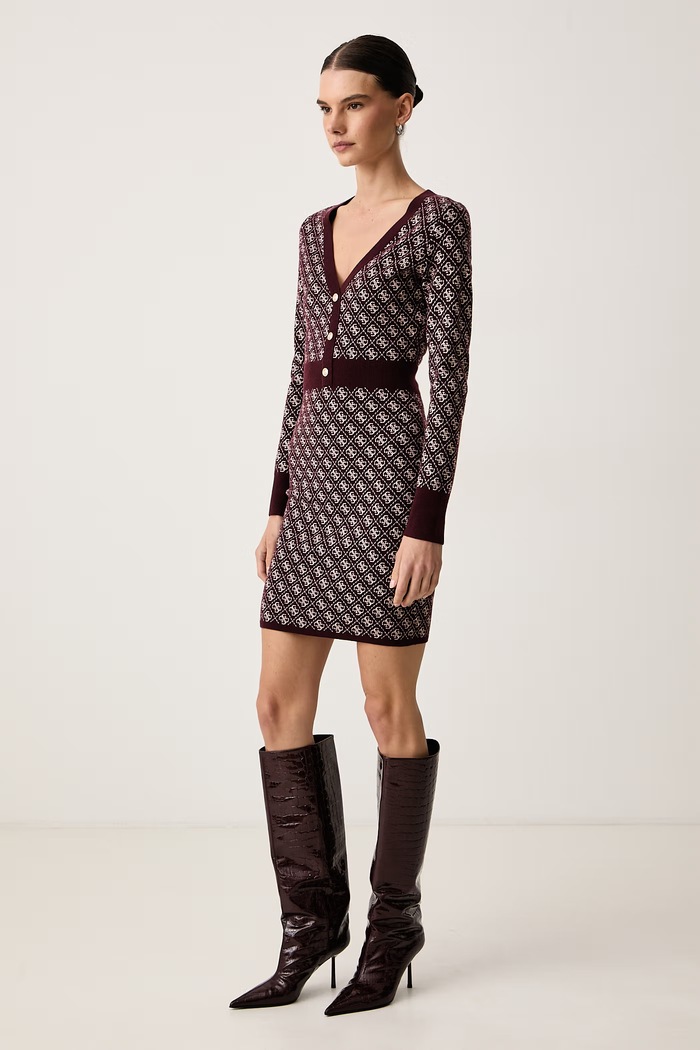 Guess Sukienka z dodatkiem wełny AUBREY W6BK23.Z1422 bordowy AW26
