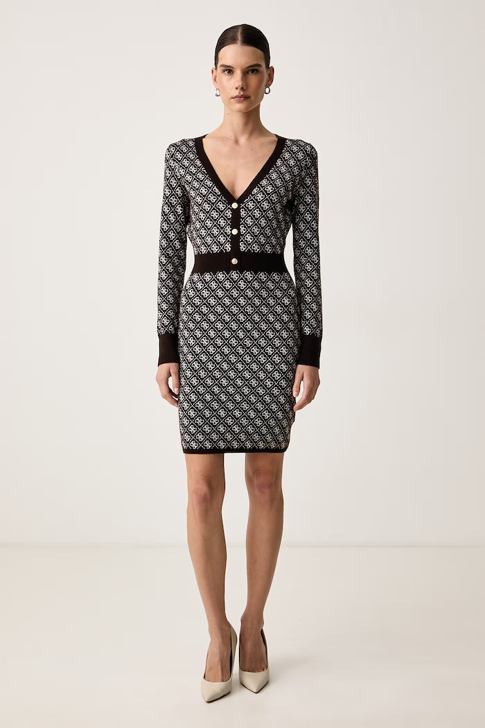 Guess Sukienka z dodatkiem wełny AUBREY brązowy W6BK23.Z1422