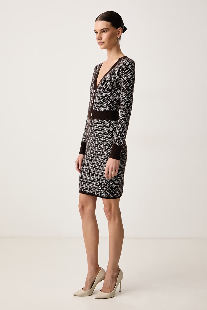 Guess Sukienka z dodatkiem wełny AUBREY W6BK23.Z1422 brązowy AW26