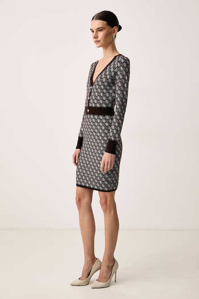 Guess Sukienka z dodatkiem wełny AUBREY W6BK23.Z1422 brązowy AW26