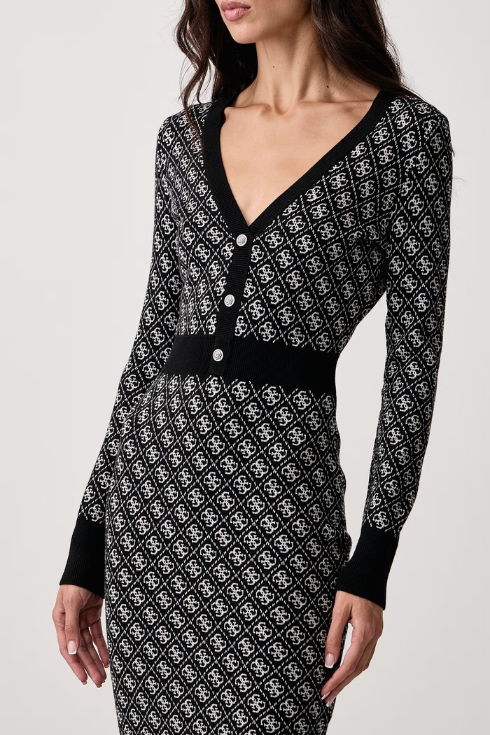 Sukienka z dodatkiem wełny AUBREY Guess W6BK23.Z1422 czarny
