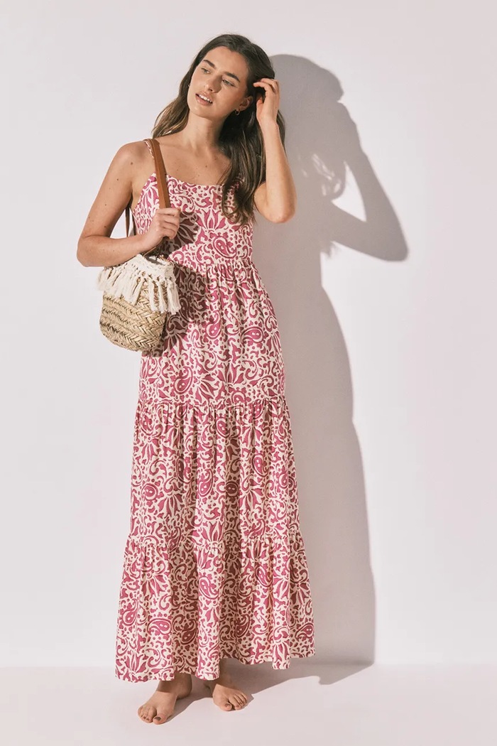 women'secret sukienka letnia z wiskozy różowy 4924801