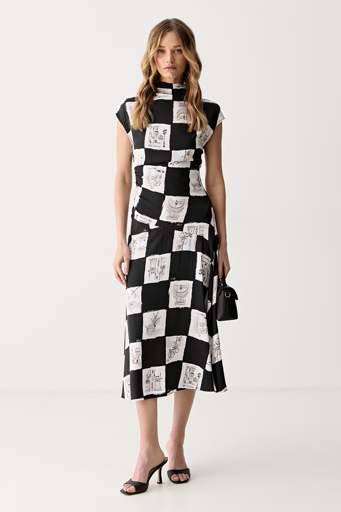 Karl Lagerfeld haljina A-kroja od viskoze B3W13021 crna AW26