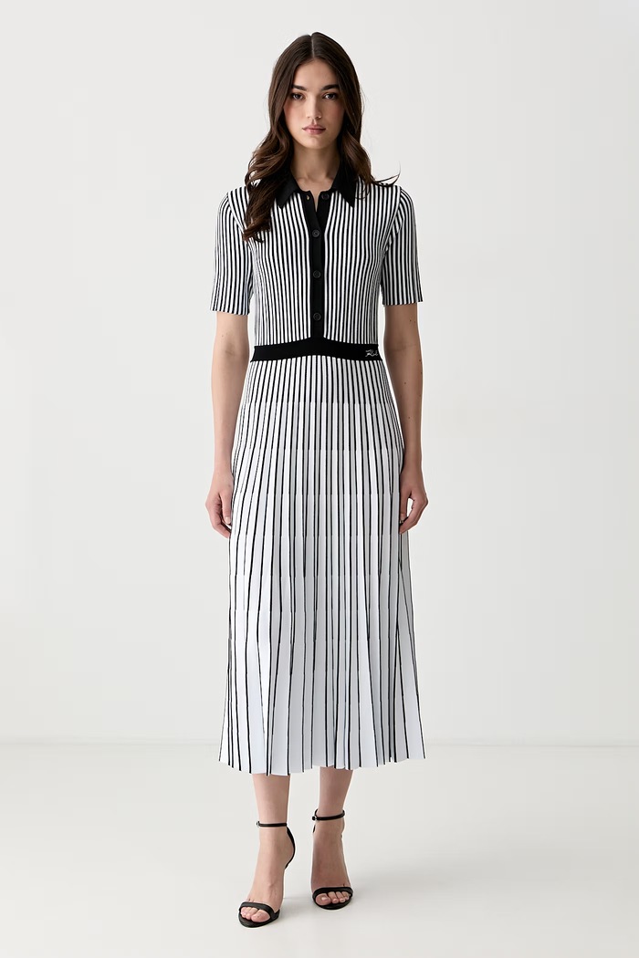 Karl Lagerfeld πλισέ φόρεμα με βισκόζη μαύρο B3W13036