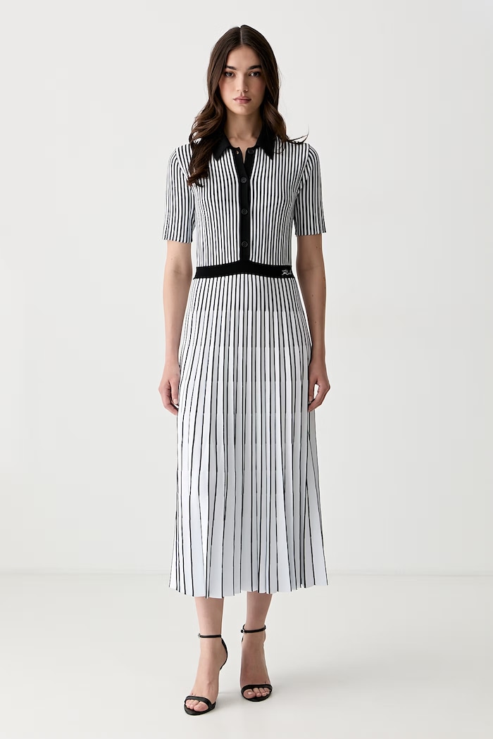 Karl Lagerfeld πλισέ φόρεμα με βισκόζη μαύρο B3W13036