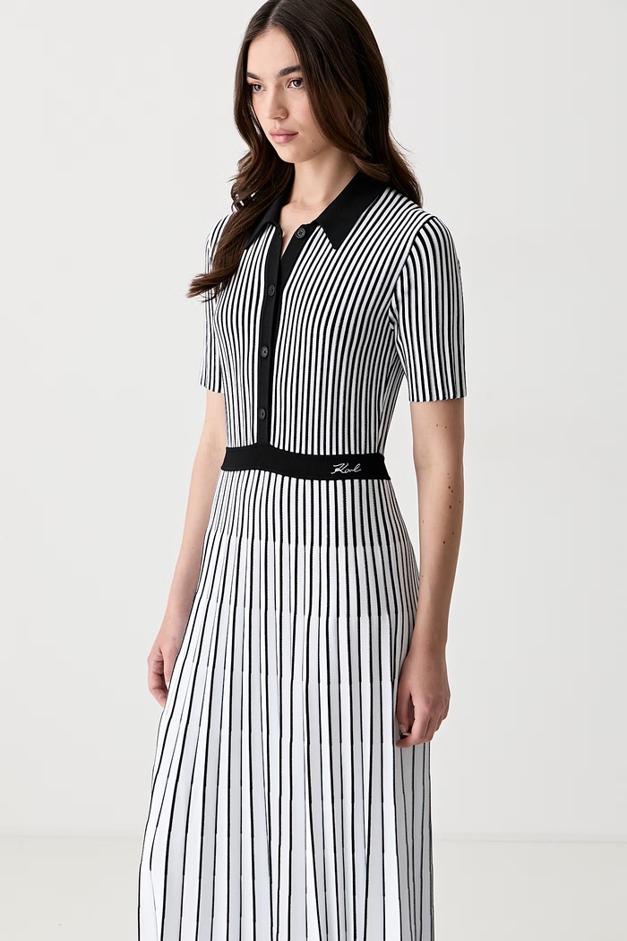 Karl Lagerfeld πλισέ φόρεμα με βισκόζη μαύρο B3W13036