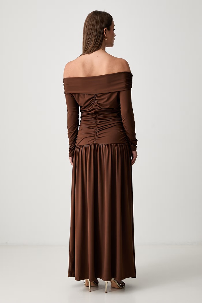 Odzież Pedro del Hierro sukienka drapowana 6194228 brązowy
