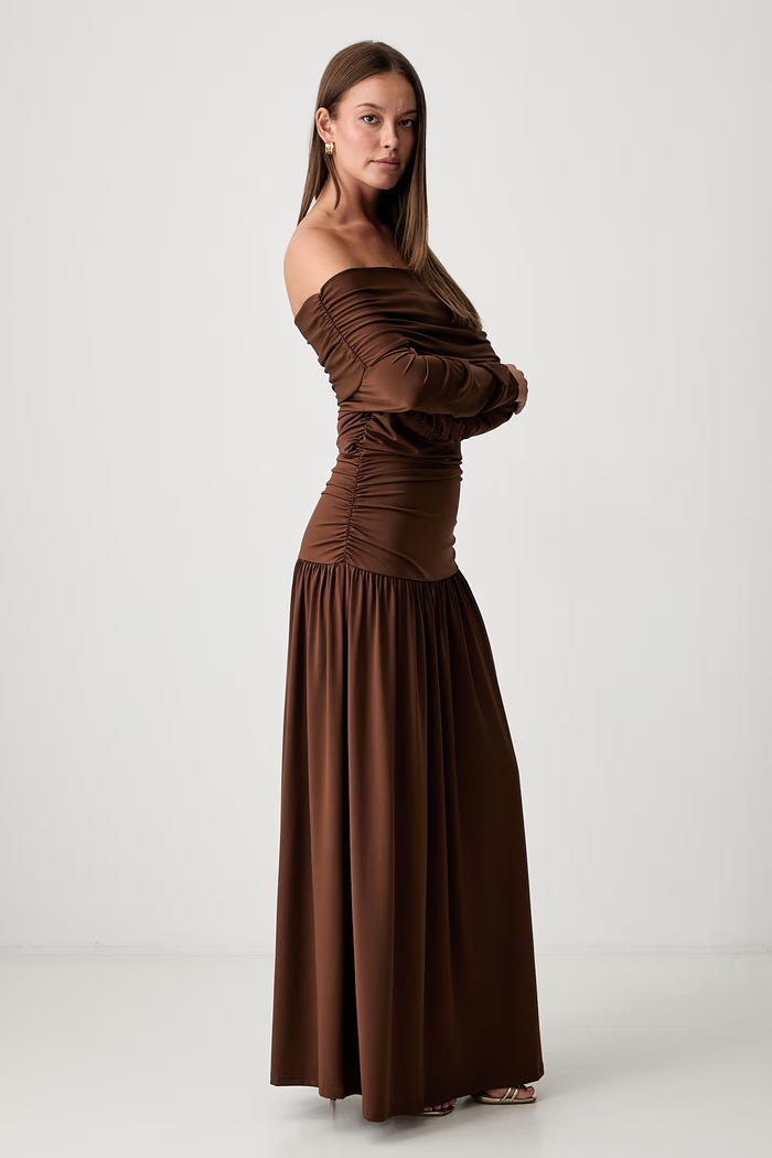 Pedro del Hierro sukienka drapowana brązowy 6194228